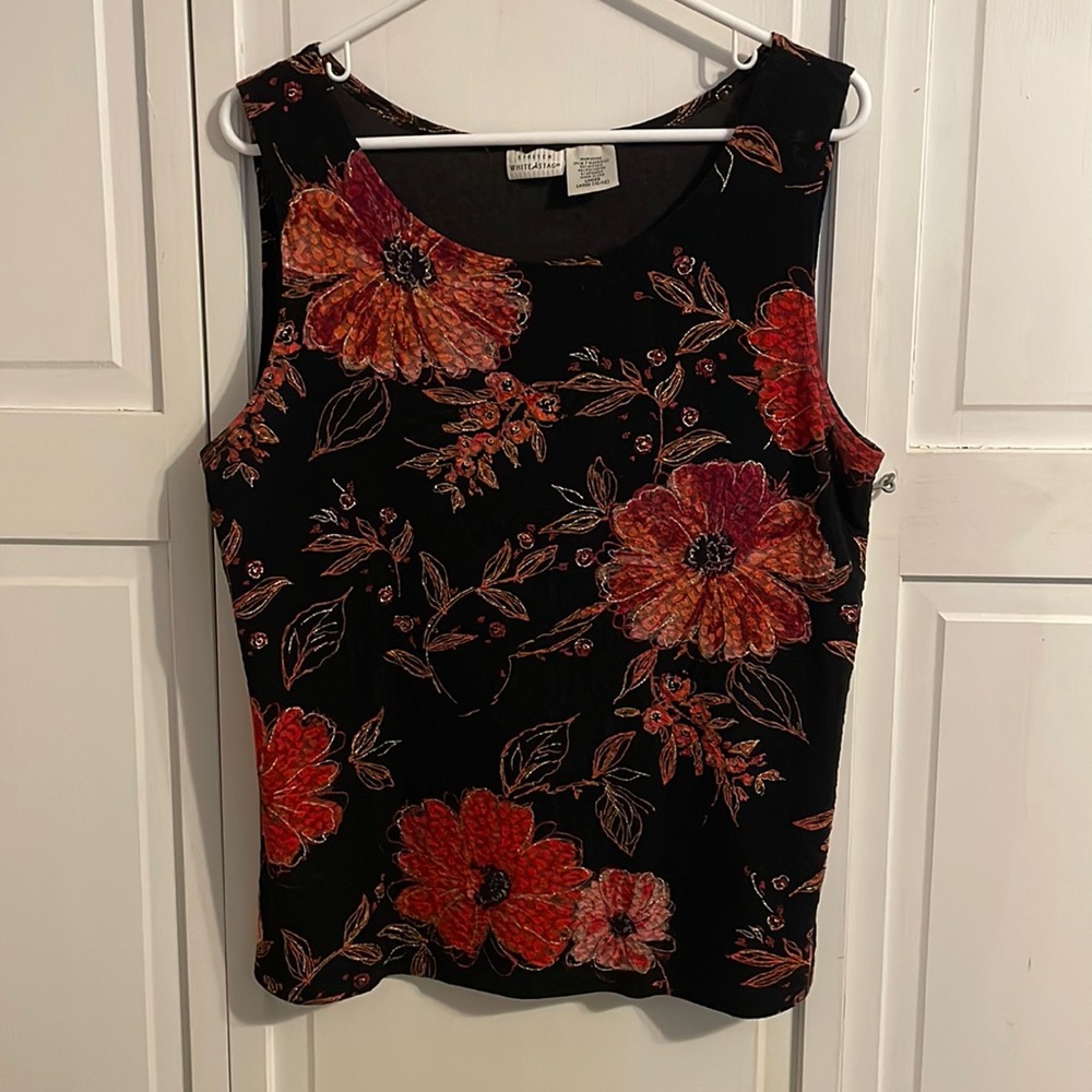 Black floral blouse
